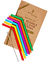 EcoLiving Sei Cannucce in Silicone + Scovolino a Base Vegetale - Riutilizzabili! Cannucce Eco