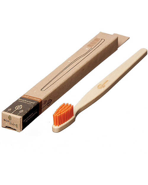 EcoLiving Spazzolino in Legno di Faggio - Arancione - Certificato FSC Spazzolini