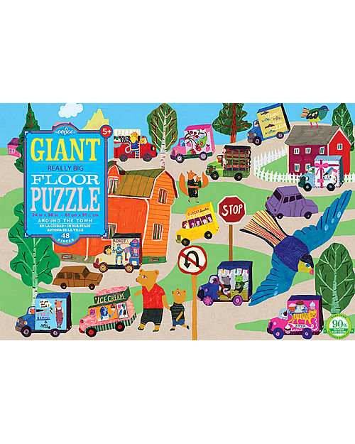 eeBoo Puzzle Gigante, Passeggiata in Città - 61 x 91,5 cm - 48 grandi pezzi Puzzle