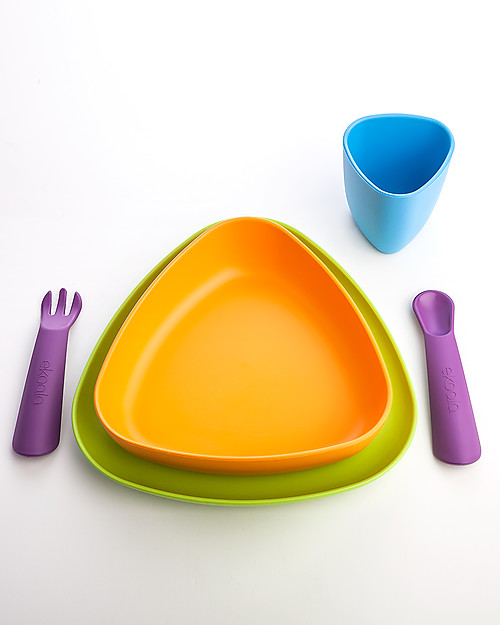 eKoala eKeat - Set Prima Pappa Arancione - Bioplastica Naturale, 100% Biodegradabile, Made in Italy Set Pappa
