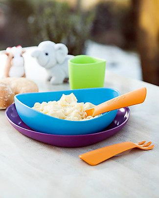 eKoala eKeat - Set Prima Pappa Blu - Bioplastica Naturale, 100% Biodegradabile, Made in Italy Set Pappa