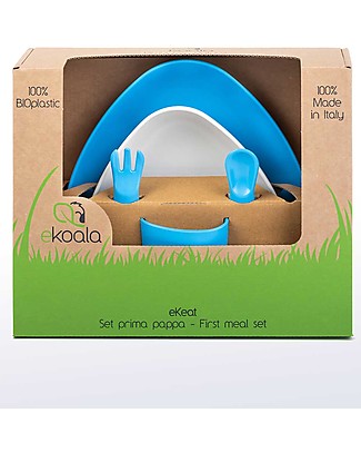 eKoala eKeat - Set Prima Pappa eKoBoy - Bioplastica Naturale, 100% Biodegradabile, Made in Italy Set Pappa