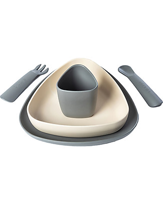 eKoala eKeat - Set Prima Pappa Grigio - Bioplastica Naturale 100% Biodegradabile - Made in Italy Set Pappa