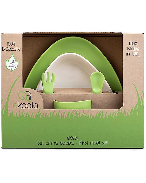 eKoala eKeat - Set Prima Pappa Spring Edition - Bioplastica Naturale, 100% Biodegradabile, Made in Italy Set Pappa
