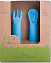 eKoala eKikò - Set Forchetta e Cucchiaino, Azzurro - Bioplastica Naturale, 100% Biodegradabile, Made in Italy Posate
