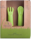 eKoala eKikò - Set Forchetta e Cucchiaino, Verde - Bioplastica Naturale, 100% Biodegradabile, Made in Italy Posate