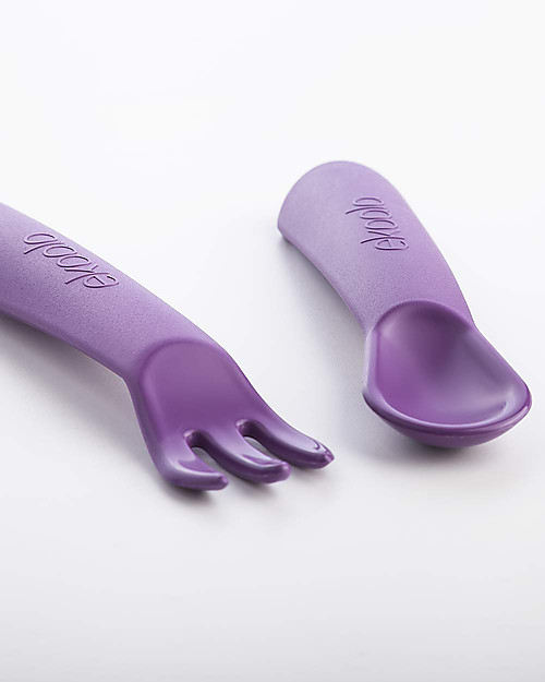 eKoala eKikò - Set Forchetta e Cucchiaino, Viola - Bioplastica Naturale, 100% Biodegradabile, Made in Italy Posate