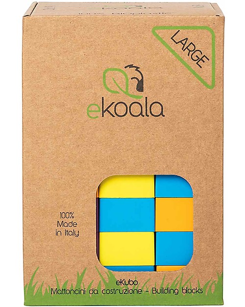 eKoala ekubo Large - Blocchi da Costruzione in Bioplastica - Set da 38 pezzi Costruzioni in Legno
