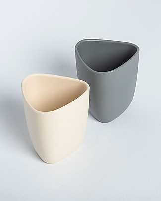 eKoala eKuà - Set 2 Bicchieri - Grigio/Bianco - Bioplastica Naturale 100% Biodegradabile - Made in Italy Tazze e Bicchieri