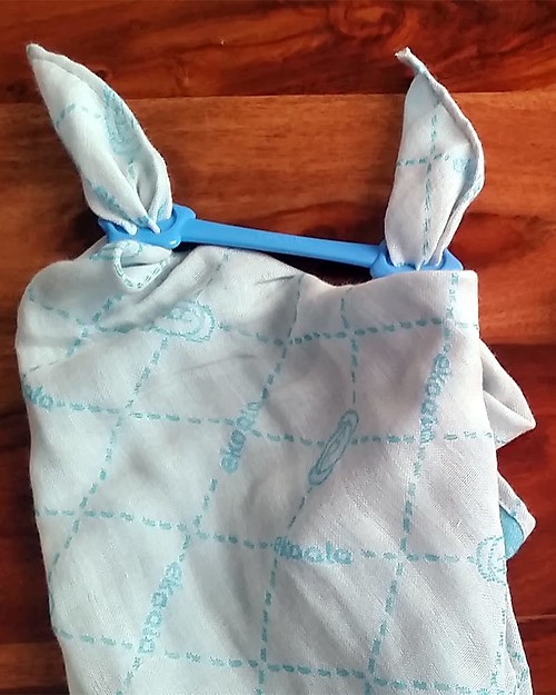 eKoala Minù+eKibby - Set Mussola in Cashmere Vegetale e Portabavaglino in Bioplastica Naturale, Azzurro Bavagli Classici