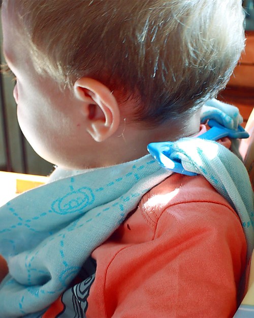 eKoala Minù+eKibby - Set Mussola in Cashmere Vegetale e Portabavaglino in Bioplastica Naturale, Azzurro Bavagli Classici