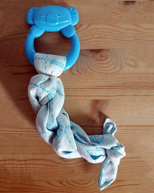 eKoala Minù+eKibby - Set Mussola in Cashmere Vegetale e Portabavaglino in Bioplastica Naturale, Azzurro Bavagli Classici