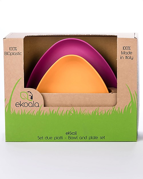 eKoala Set 2 Piatti in Bioplastica eKkolì Arancio/Viola - Piatto Fondo e Piatto Piano Piatti e Scodelle