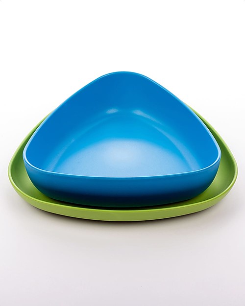 eKoala Set 2 Piatti in Bioplastica eKkolì Azzurro/Verde - Piatto Fondo e Piatto Piano Piatti e Scodelle