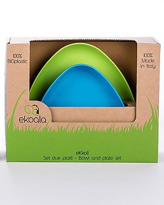 eKoala Set 2 Piatti in Bioplastica eKkolì Azzurro/Verde - Piatto Fondo e Piatto Piano Piatti e Scodelle