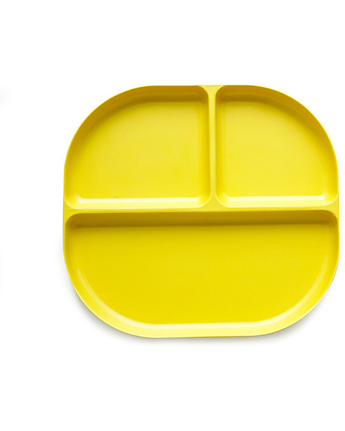 Ekobo Piatto a Scomparti Bambino in Fibra di Bambù, Lemon - Resistente ed Ecologico Piatti e Scodelle
