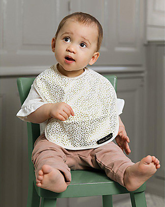 Elodie Details Bavaglino Impermeabile con Tasca, Oro Brillante - Chiusura in Velcro Bavagli Grandi