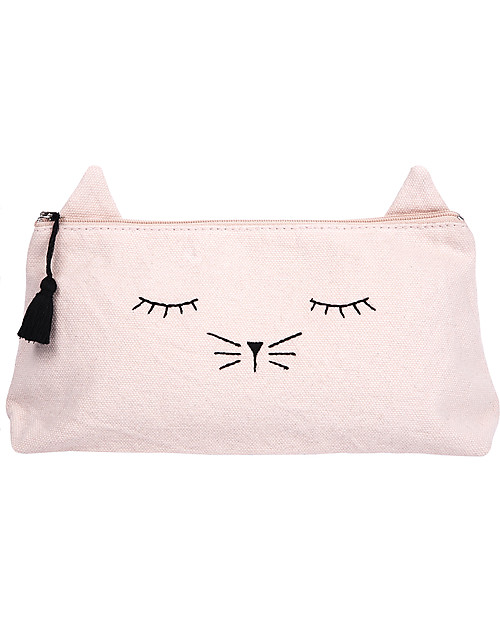 Emile et Ida Astuccio Gattino Sornione, Rosa - 100% Cotone Trousse e Pochette