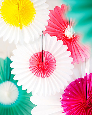 Engel Fiore di Carta Bianco/Rosa - 32cm Festoni