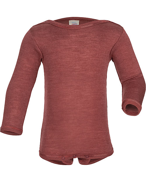 Engel Natur Body Manica Lunga - Rame - Lana Vergine e Seta - Certificato GOTS - con Automatici Body Manica Lunga