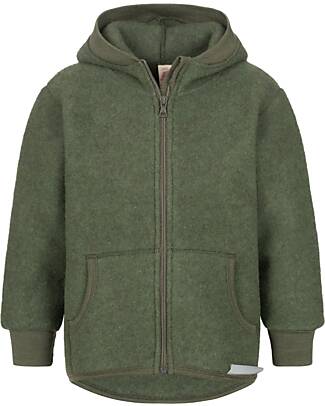 Engel Natur Felpa con con Cappuccio - Verde Melange - 100 % Lana Vergine - Certificato GOTS e IVN BEST - con Chiusura a Zip Felpe