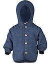 Engel Natur Giacca con Cappuccio - Blu Melange - 100% Lana Vergine Bio - Certificato GOTS e IVN BEST Giacche
