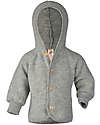 Engel Natur Giacca con Cappuccio e Bottoni in Legno - Grigio Mélange - 100% Lana Vergine - Certificato GOTS Giacche