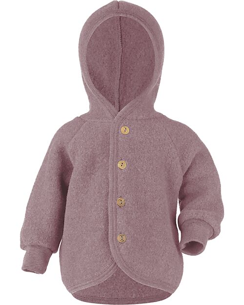 Engel Natur Giacca con Cappuccio - Rosa Melange - 100% Lana Vergine Bio - Certificato GOTS e IVN BEST Giacche