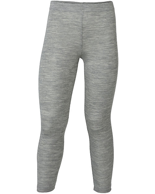 Engel Natur Leggings Bambino - Grigio Chiaro Melange - Lana Vergine e Seta - Certificato GOTS Leggings