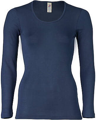 Engel Natur Maglia Maniche Lunghe Donna - Blu Scuro - Lana Vergine e Seta - Certificato GOTS Maglie Manica Lunga