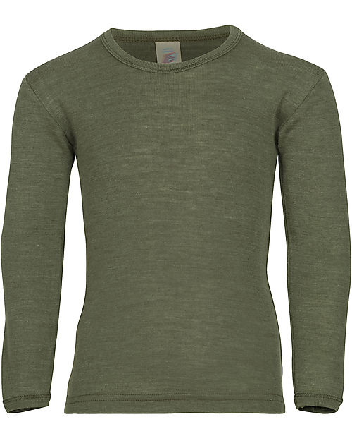 Engel Natur Maglia Maniche Lunghe - Oliva - Lana Vergine e Seta - Certificato GOTS Maglie Manica Lunga