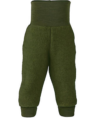 Engel Natur Pantaloni Neonato con Elastico Alto in Vita - Oliva - 100 % Lana Vergine - Certificato GOTS Pantaloni Lunghi