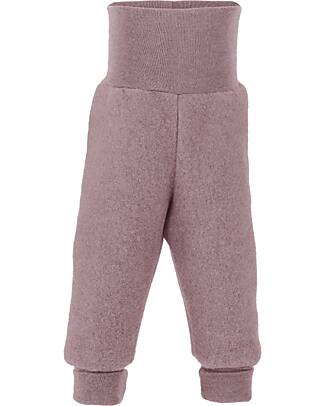 Engel Natur Pantaloni Neonato con Elastico Alto in Vita - Rosa Melange - 100 % Lana Vergine - Certificato GOTS e IVN BEST Pantaloni Lunghi