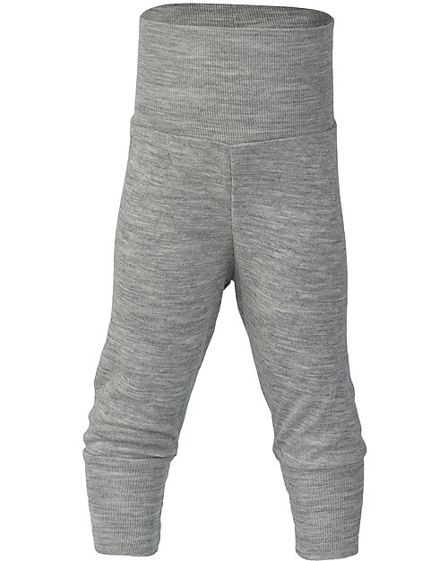 Engel Natur Pantaloni Neonato - Grigio Melange - Lana Vergine e Seta - Certificato GOTS Pantaloni Lunghi