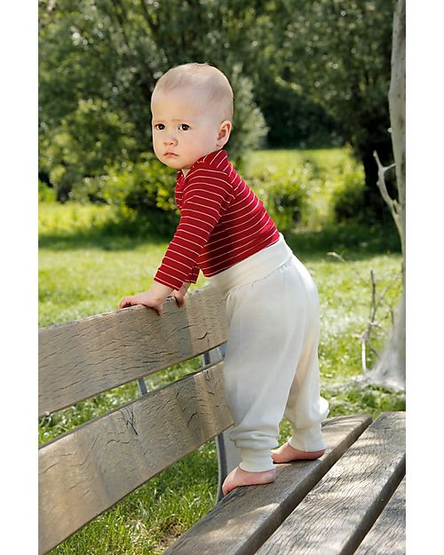 Engel Natur Pantaloni Neonato - Natur - Lana Vergine e Seta - Certificato GOTS Pantaloni Lunghi