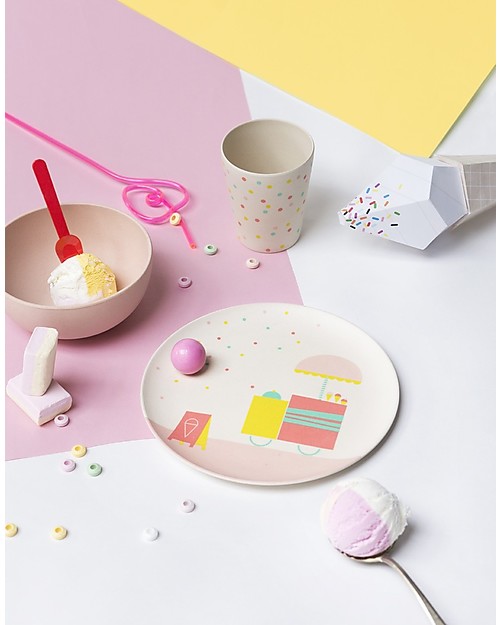 Engel Set Stoviglie in Bambù Piatto, Ciotola e Bicchiere in Bambù - Gelati Set Pappa