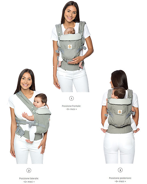 ErgoBaby Marsupio Traspirante Adapt - Cool Air Grigio Perla - dalla Nascita Marsupi