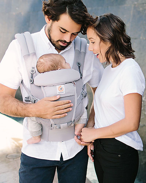 ErgoBaby Marsupio Traspirante Adapt - Cool Air Grigio Perla - dalla Nascita Marsupi