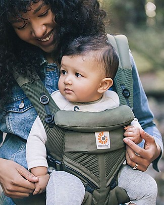 ErgoBaby Marsupio Traspirante Omni 360 Tutto-in-Uno - Cool Air Mesh Verde Khaki Marsupi