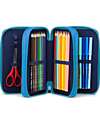 ergobag Astuccio Maxi Completo - 3 Zip e Tasca per Monete - Bearassic Garden - Blu Astucci per la Scuola