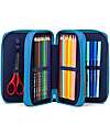 ergobag Astuccio Maxi Completo - 3 Zip e Tasca per Monete - Bearassic Garden - Blu Astucci per la Scuola