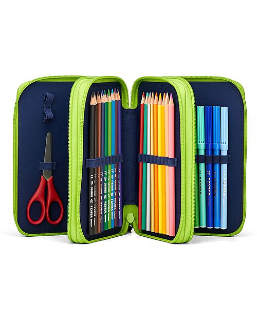 ergobag Astuccio Maxi Completo - 3 Zip e Tasca per Monete - Front RunBear Astucci per la Scuola