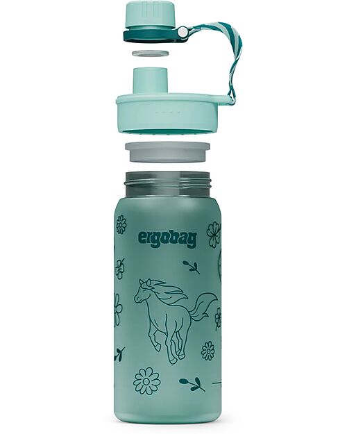 ergobag Borraccia con Apertura easy-to-drink - 500 ml - Cavallo - Senza BPA Borracce non Termiche