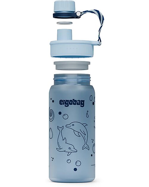 ergobag Borraccia con Apertura easy-to-drink - 500 ml - Delfino - Senza BPA Borracce non Termiche