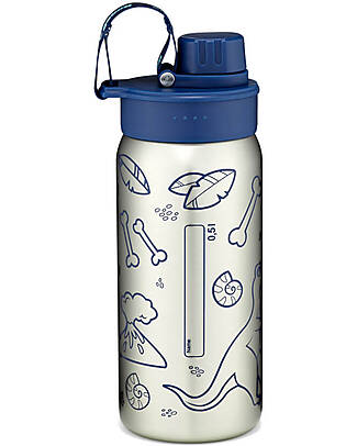 ergobag Borraccia con Apertura easy-to-drink - 500 ml - Dino Blu - Senza BPA Borracce non Termiche