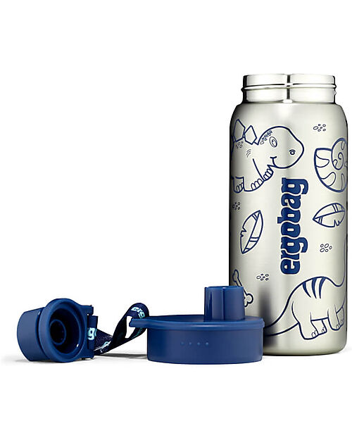 ergobag Borraccia con Apertura easy-to-drink - 500 ml - Dino Blu - Senza BPA Borracce non Termiche