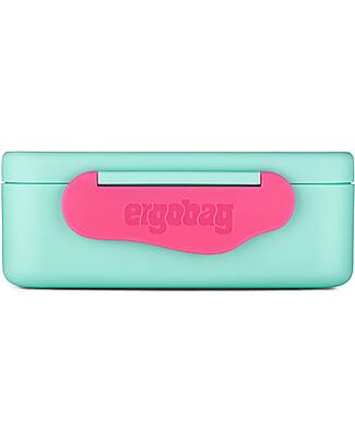 ergobag Contenitore Porta Pranzo - Fiori - Verde Acqua - 12 x 6.5 x 17 cm Porta Merenda
