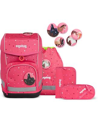 ergobag Set Scuola con Zaino Cubo, Astuccio Rigido, Astuccio Morbido, Sacca Sportiva e 5 Kletties - Horse DreamBear Zaini Scuola