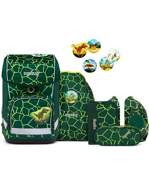 ergobag Set Scuola con Zaino Cubo Light - Astuccio Rigido - Astuccio Morbido - Sacca Sportiva e 5 Kletties - BearRex Zaini Scuola
