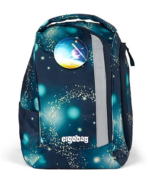 ergobag Set Scuola con Zaino Maxi 24 Litri + Zainetto Sportivo + Astuccio Rigido + Astuccio Morbido + Porta Quaderni A4 + 4 Kletties - Space Bear Galaxy Glow Edition Zaini Scuola